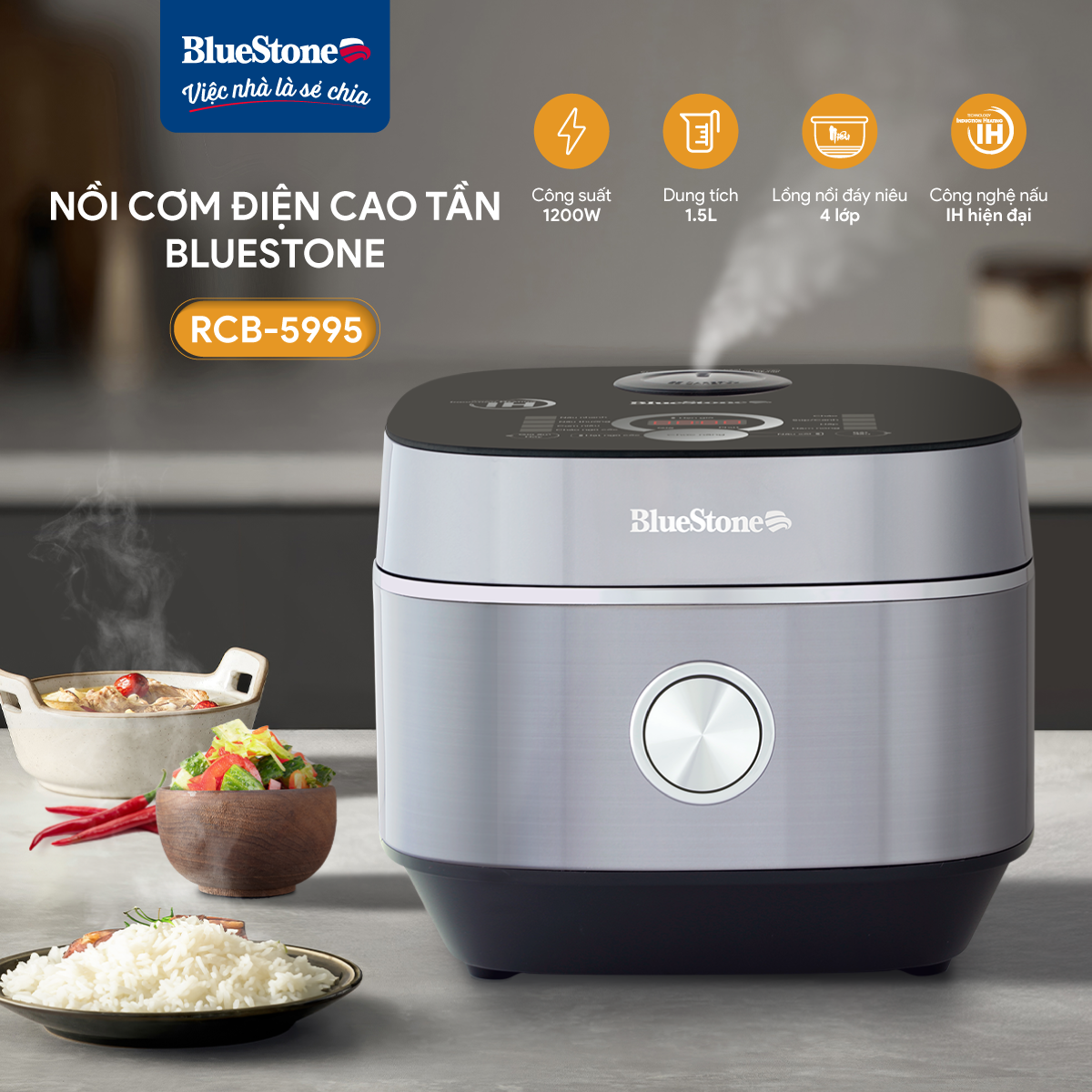 Nồi Cơm Điện Cao Tần BlueStone RCB-5995 1.5 Lít 1200W