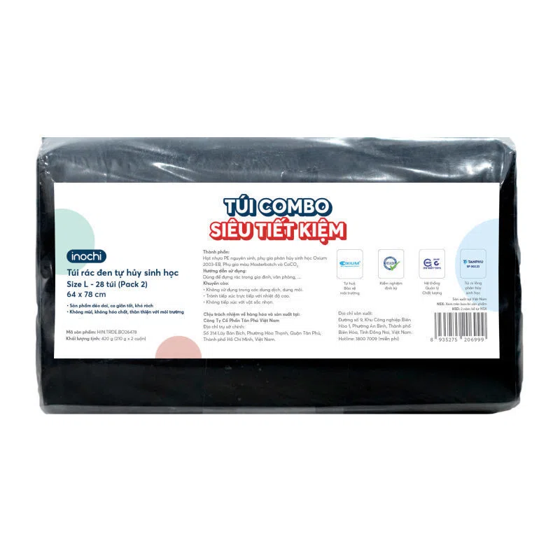 INOCHI Combo 2Túi rác THSH đen 64x78 28T