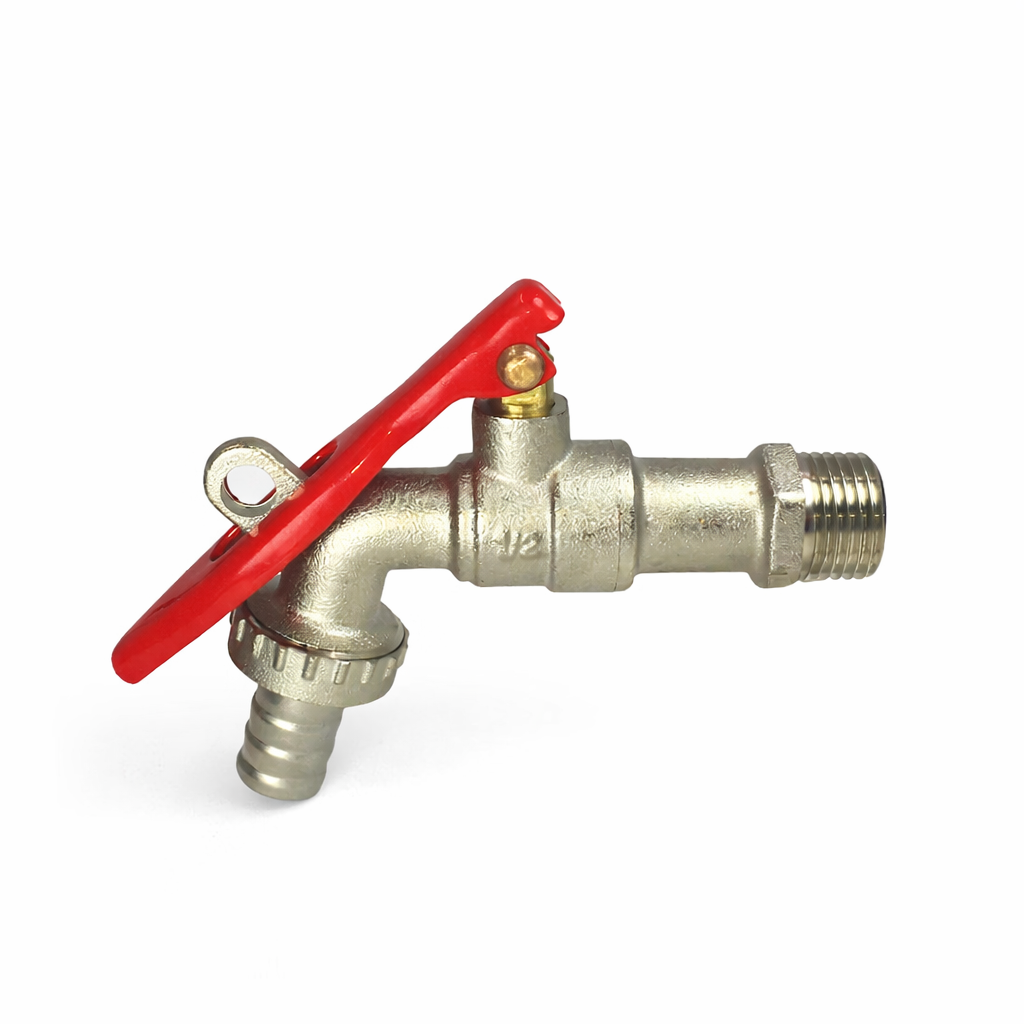 Vòi nước có khóa bằng đồng thau mạ niken