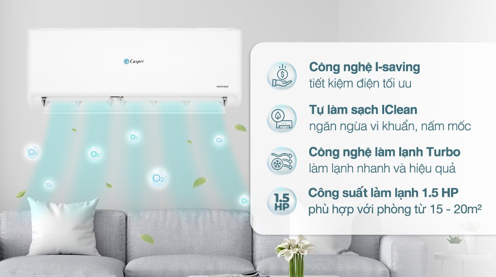Máy lạnh Casper Inverter 1.5 HP GC-12IS35