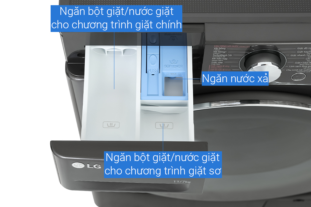 Máy giặt sấy LG Inverter FV1411D4B 11/7kg