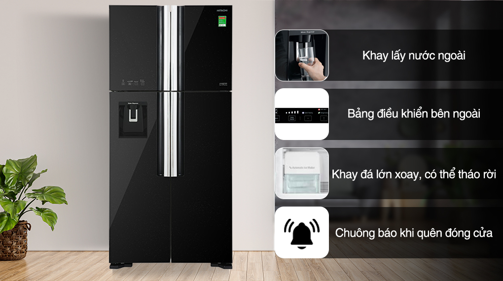 Tủ lạnh Hitachi Inverter 540 lít Multi Door R-FW690PGV7 GBK