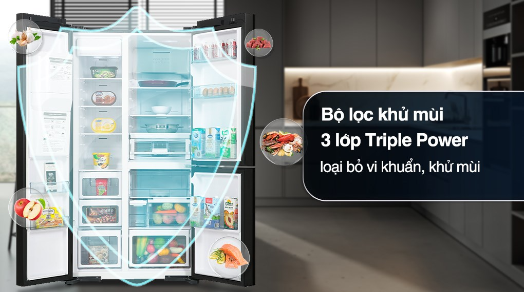 Tủ lạnh Hitachi Inverter 569 lít Side By Side R-MX800GVGV0 GBK