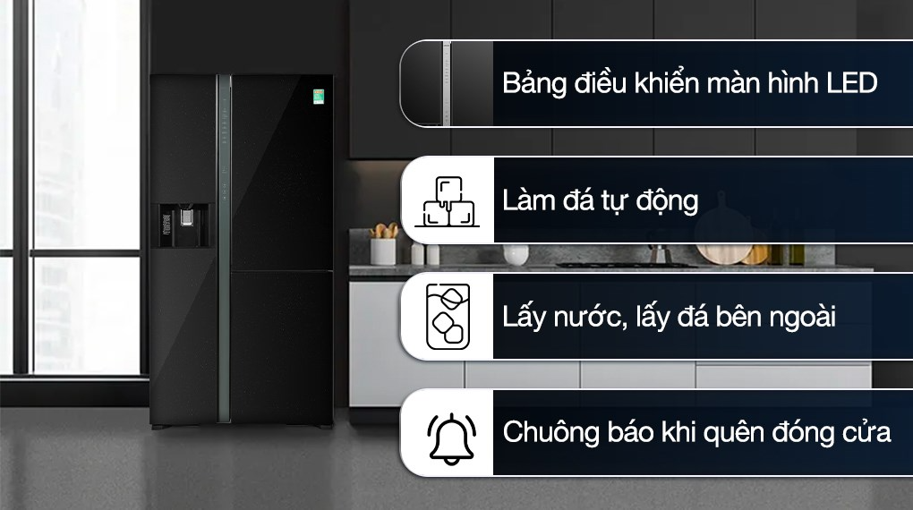 Tủ lạnh Hitachi Inverter 569 lít Side By Side R-MX800GVGV0 GBK