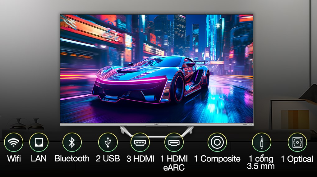 Google Tivi QLED Aqua 4K 43 inch AQT43S800UX