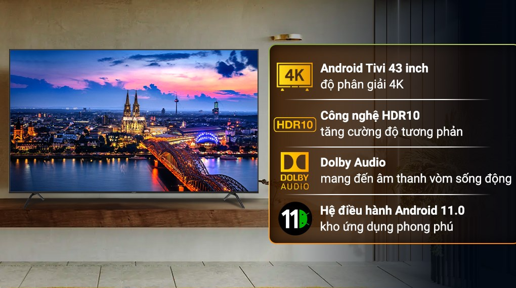Android Tivi Aqua 4K 43 inch AQT43K800UG